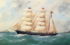 Le Belem vers 1900, représentation par Adam