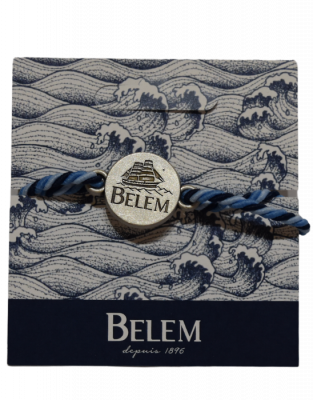 Bracelet Bleu avec Médaille en Vieil Argent