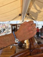 Bracelet Bleu avec Médaille en Vieil Argent